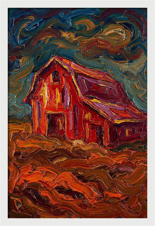 Red Barn Under Dramatic Skies