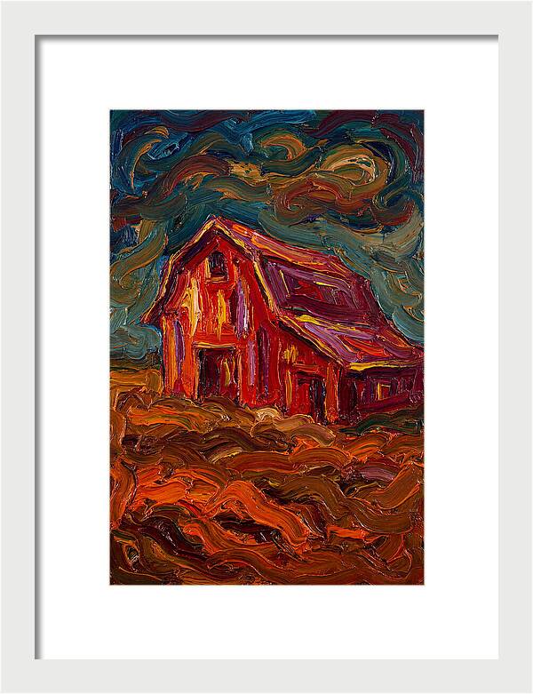 Red Barn Under Dramatic Skies