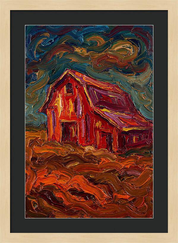Red Barn Under Dramatic Skies