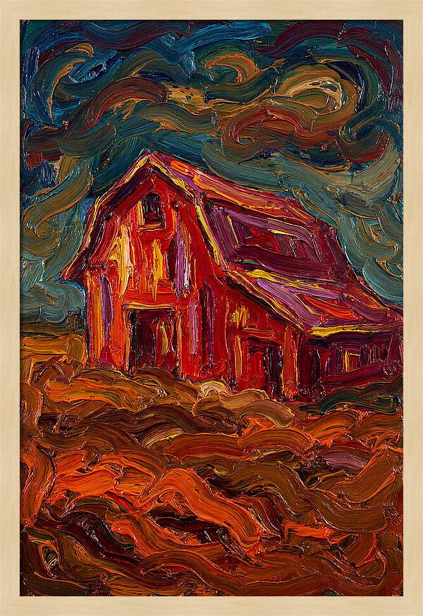 Red Barn Under Dramatic Skies