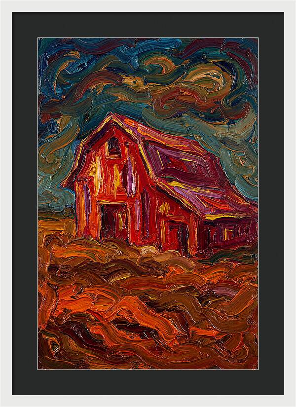 Red Barn Under Dramatic Skies
