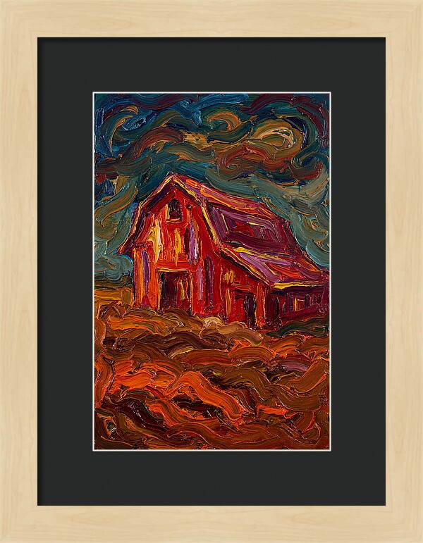 Red Barn Under Dramatic Skies