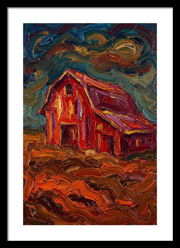 Red Barn Under Dramatic Skies