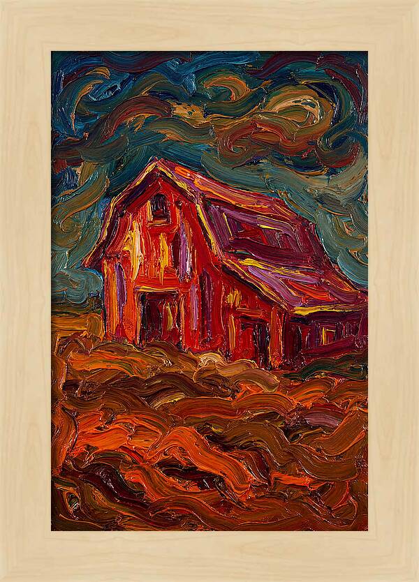 Red Barn Under Dramatic Skies