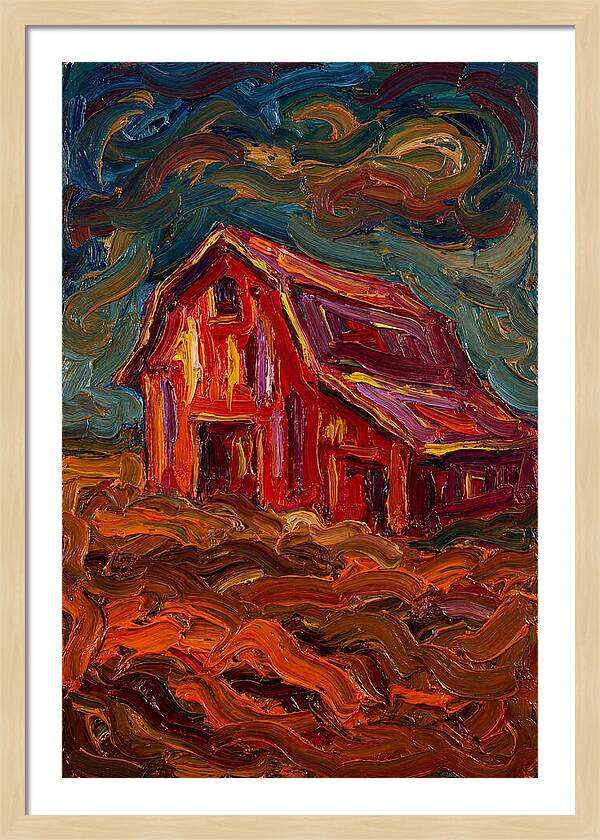 Red Barn Under Dramatic Skies