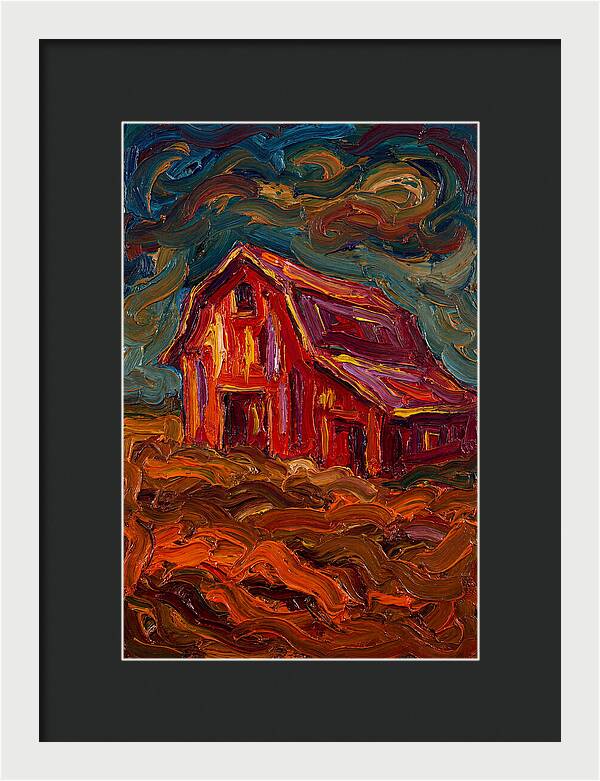 Red Barn Under Dramatic Skies