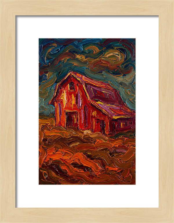 Red Barn Under Dramatic Skies
