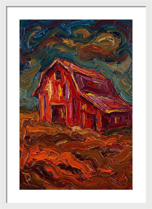 Red Barn Under Dramatic Skies