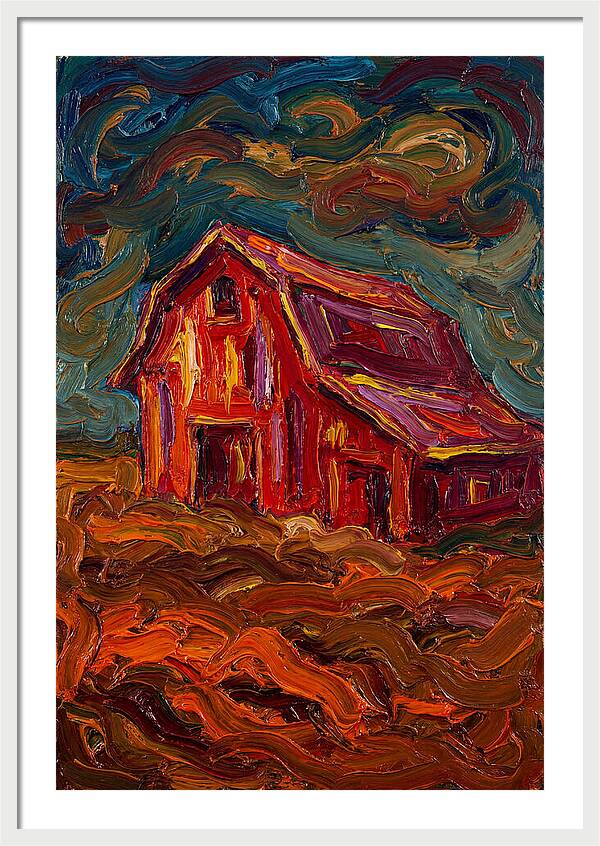 Red Barn Under Dramatic Skies