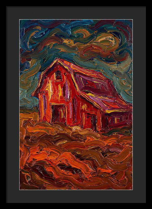 Red Barn Under Dramatic Skies