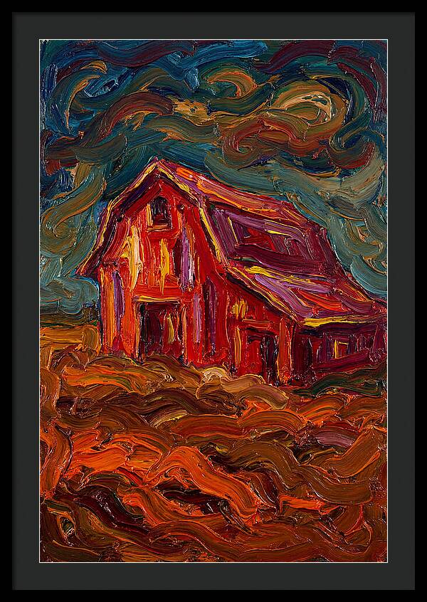 Red Barn Under Dramatic Skies