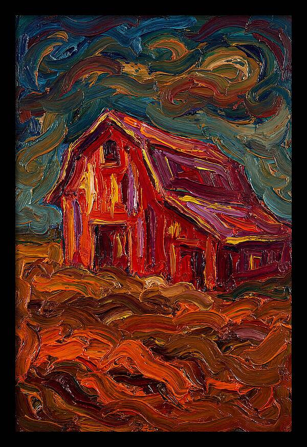 Red Barn Under Dramatic Skies