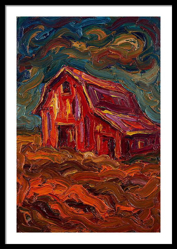 Red Barn Under Dramatic Skies