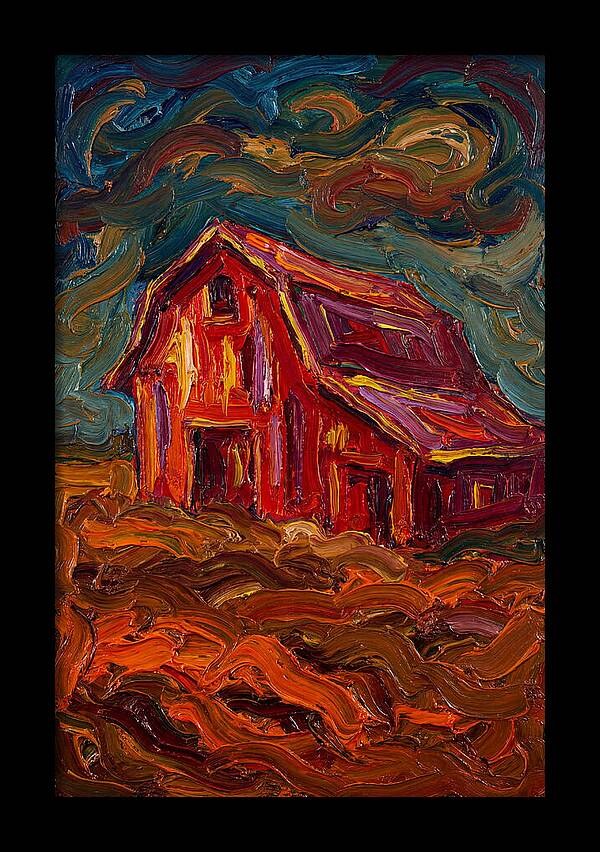 Red Barn Under Dramatic Skies