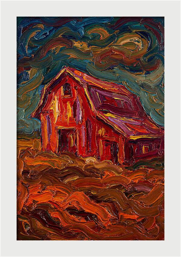 Red Barn Under Dramatic Skies
