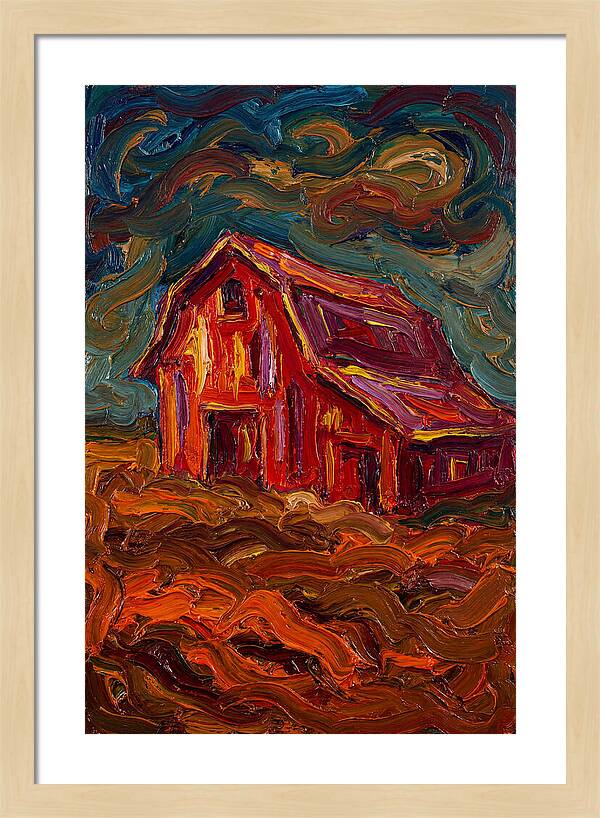 Red Barn Under Dramatic Skies