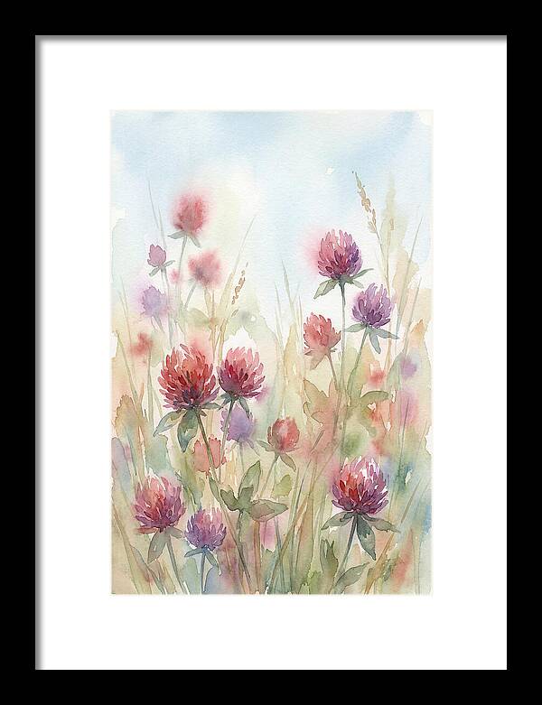 Red Clover Blossoms In Wild Grassland