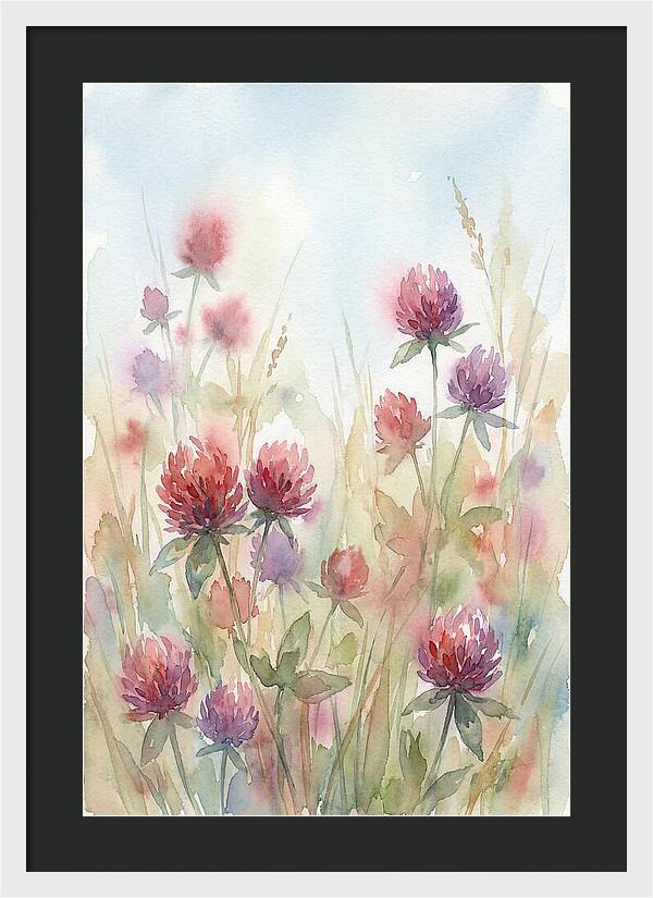 Red Clover Blossoms In Wild Grassland