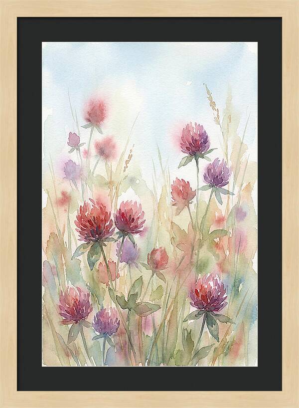 Red Clover Blossoms In Wild Grassland