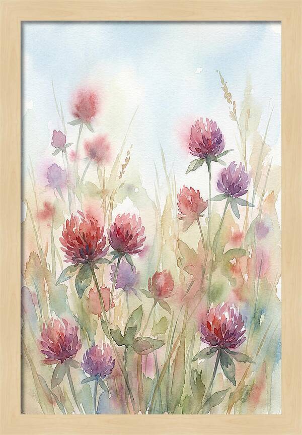 Red Clover Blossoms In Wild Grassland
