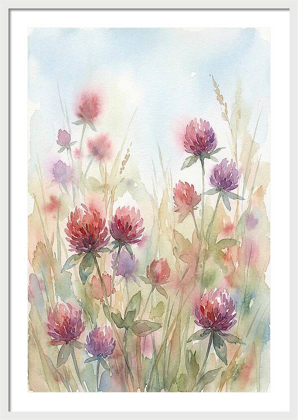 Red Clover Blossoms In Wild Grassland