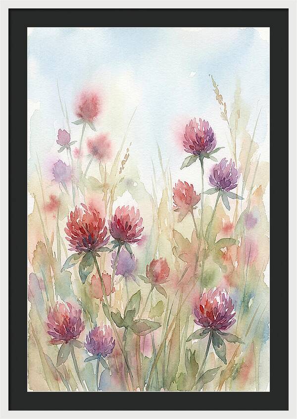 Red Clover Blossoms In Wild Grassland