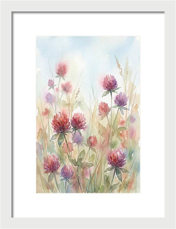 Red Clover Blossoms In Wild Grassland