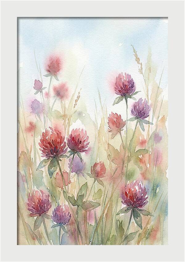 Red Clover Blossoms In Wild Grassland