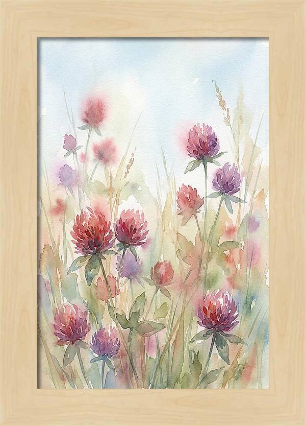 Red Clover Blossoms In Wild Grassland