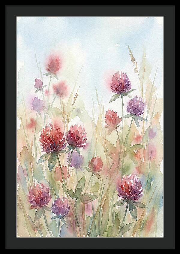 Red Clover Blossoms In Wild Grassland