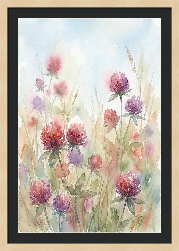 Red Clover Blossoms In Wild Grassland
