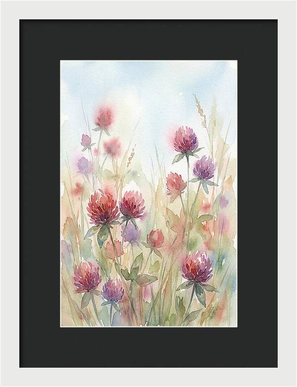Red Clover Blossoms In Wild Grassland