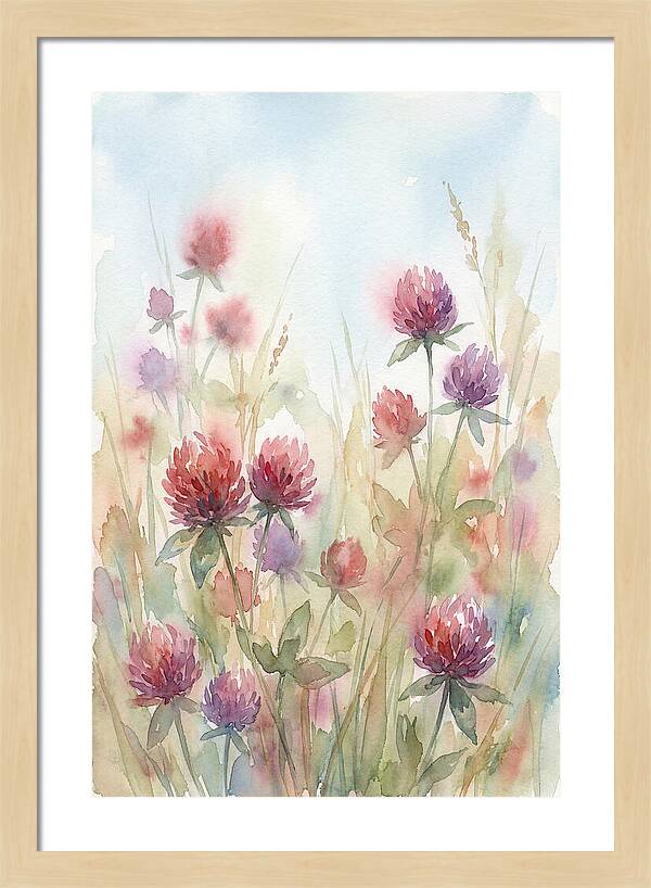 Red Clover Blossoms In Wild Grassland