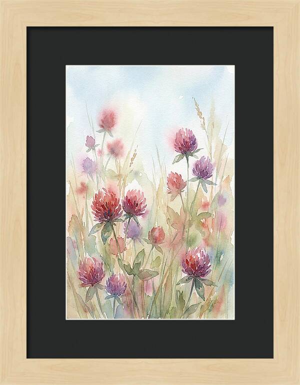 Red Clover Blossoms In Wild Grassland