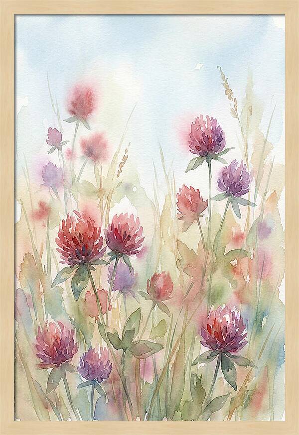 Red Clover Blossoms In Wild Grassland
