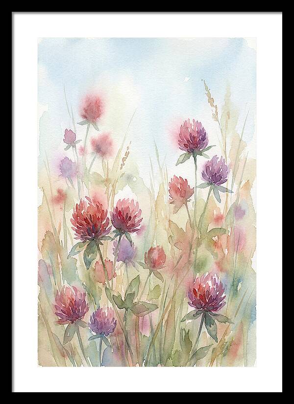 Red Clover Blossoms In Wild Grassland