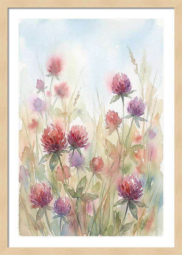 Red Clover Blossoms In Wild Grassland