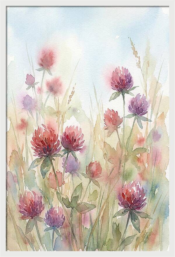 Red Clover Blossoms In Wild Grassland