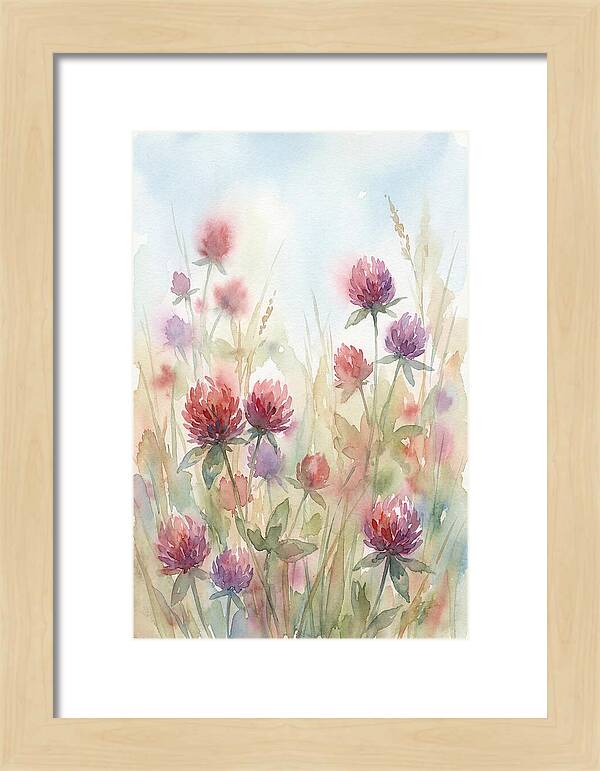 Red Clover Blossoms In Wild Grassland
