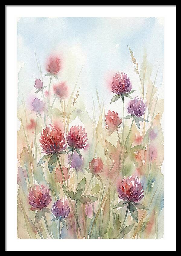 Red Clover Blossoms In Wild Grassland
