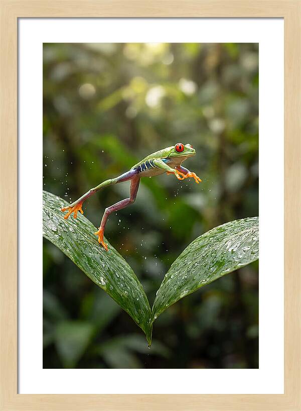 Red Eyed Tree Frog Leaping