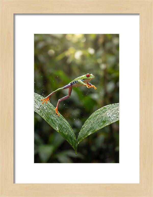 Red Eyed Tree Frog Leaping