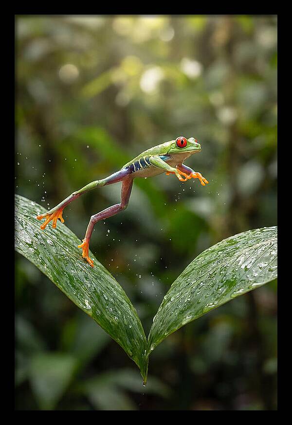 Red Eyed Tree Frog Leaping