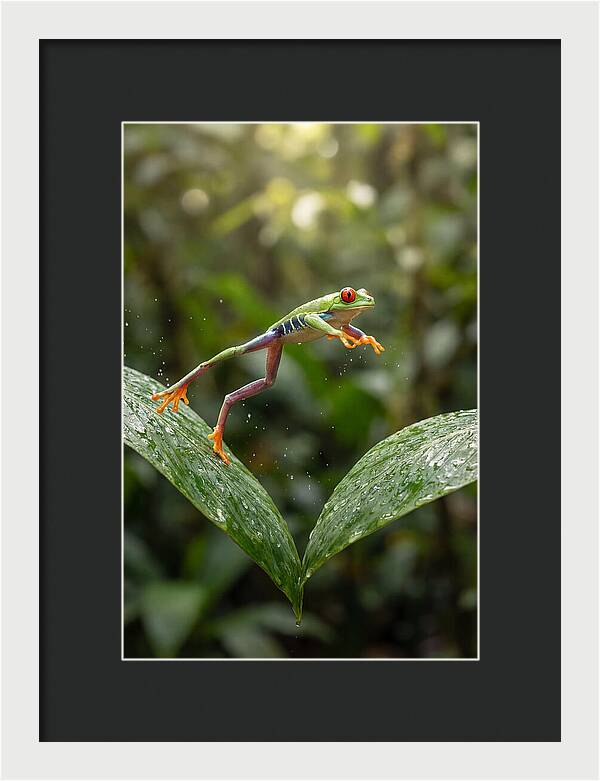 Red Eyed Tree Frog Leaping