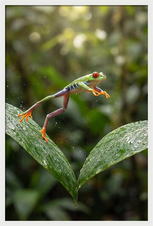 Red Eyed Tree Frog Leaping