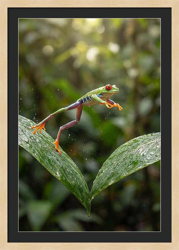 Red Eyed Tree Frog Leaping