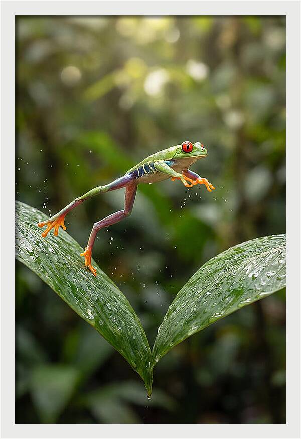 Red Eyed Tree Frog Leaping