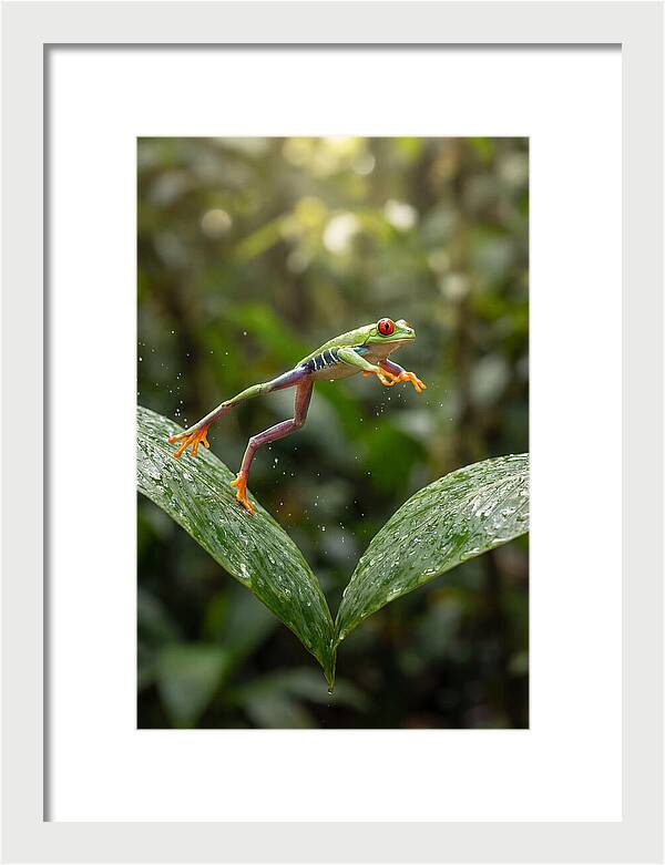 Red Eyed Tree Frog Leaping