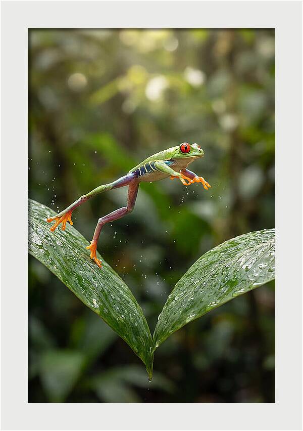 Red Eyed Tree Frog Leaping
