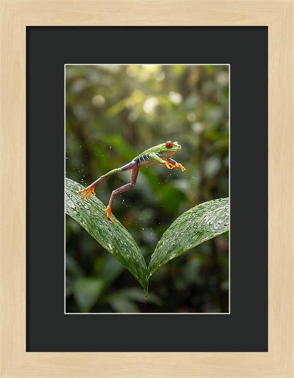 Red Eyed Tree Frog Leaping